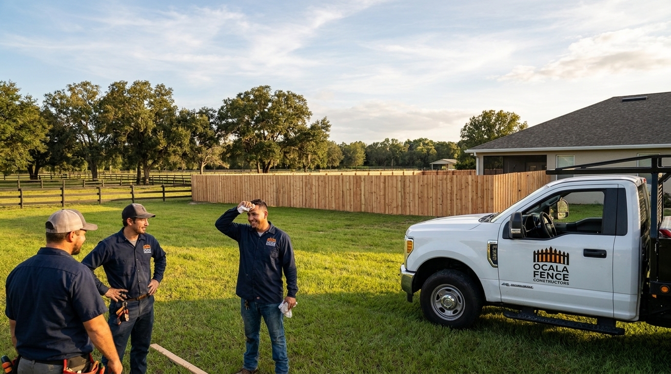 Wood privacy fence installed in Ocala, FL