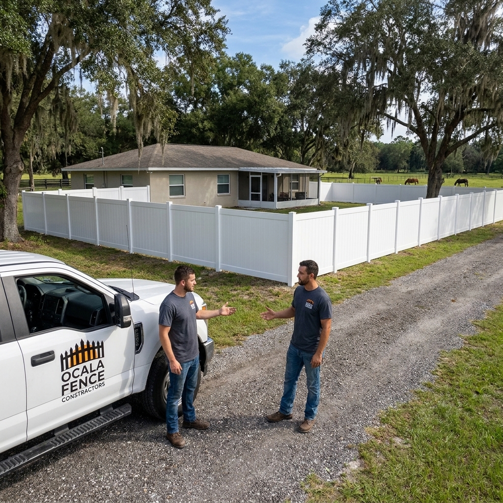 Vinyl privacy fence installed by Ocala Fence Contractors